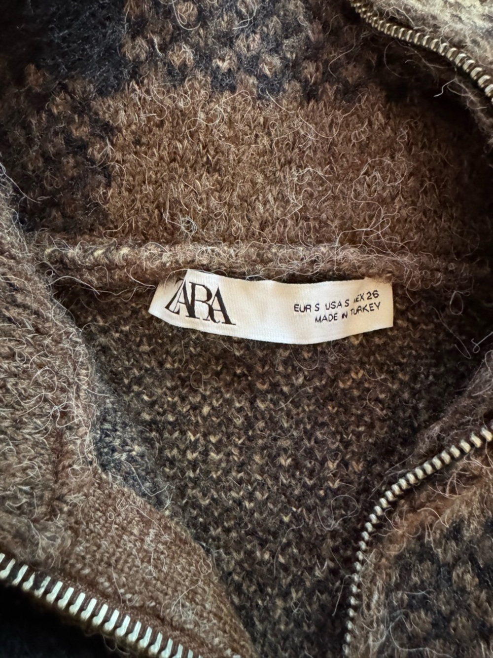 Zara Brown Plaid Knit Zip-Up jacket - Picture 5 of 7